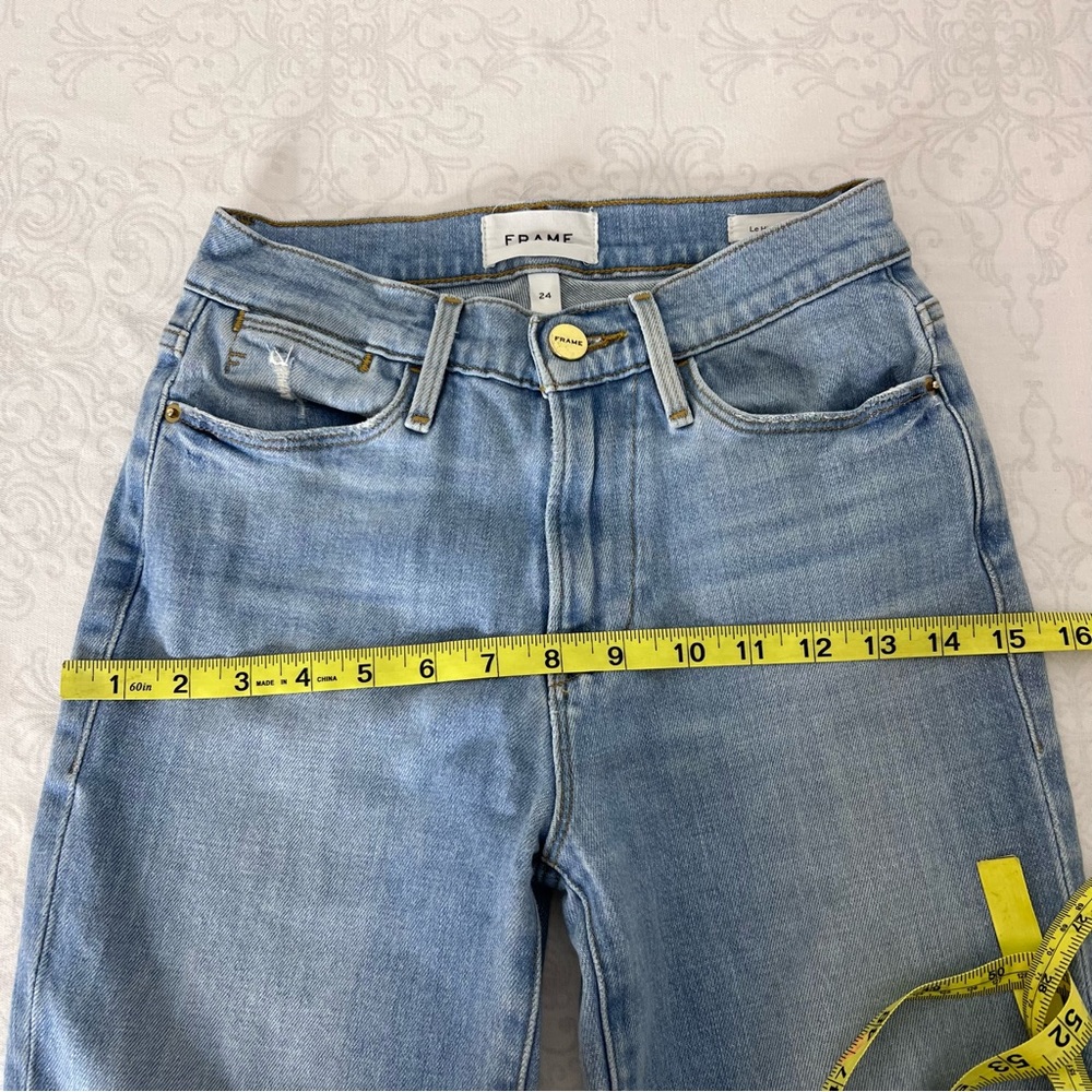 FRAME Denim Le High Straight Sunland Light Wash High Rise Crop Jeans Size 24 - Picture 8 of 16